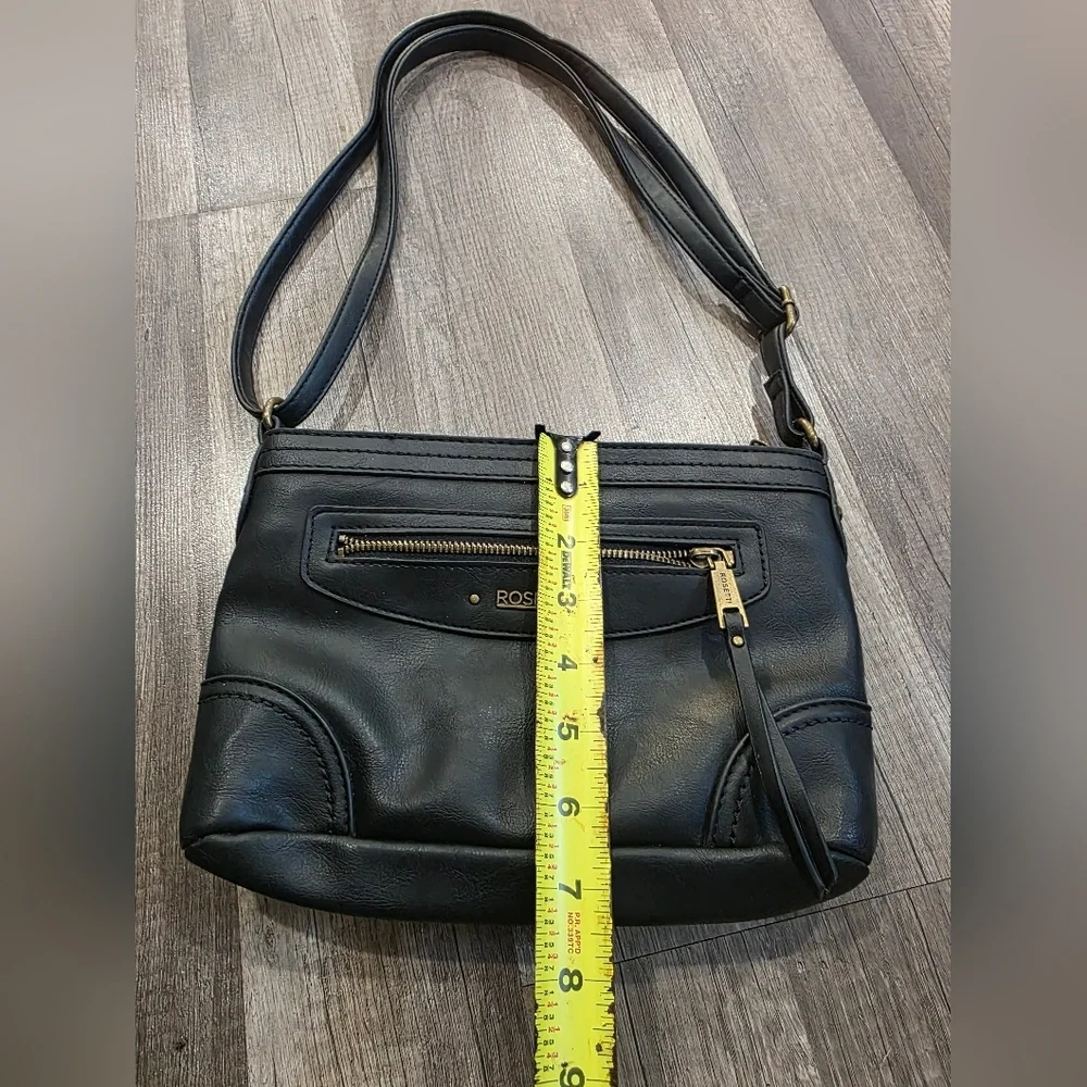 Rosetti Black Vegan Leather Crossbody Bag Classy Elegant Boho Bikercore Western
